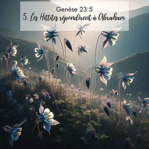 citation biblique : 5. Les Hittites répondirent à Abraham:
 sur fond image nature