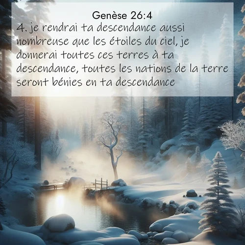 Segond21 Genèse  ; image nature: image avec le verset biblique :je rendrai ta descendance aussi nombreuse que les étoiles du ciel, je donnerai toutes ces terres à ta descendance, toutes les nations de la terre seront bénies en ta descendance, ;  ; 26:4