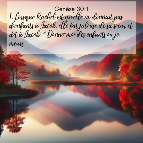 citation biblique : 1. Lorsque Rachel vit qu&#039;elle ne donnait pas d&#039;enfants à Jacob, elle fut jalouse de sa soeur et dit à Jacob: «Donne-moi des enfants ou je meurs!»
 sur fond image nature