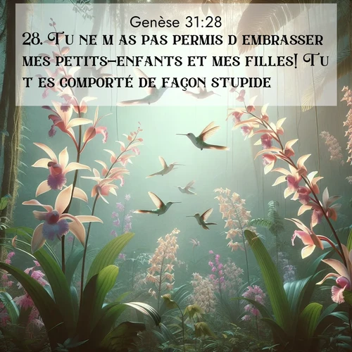 citation biblique : 28. Tu ne m&#039;as pas permis d&#039;embrasser mes petits-enfants et mes filles! Tu t&#039;es comporté de façon stupide.
 sur fond image nature