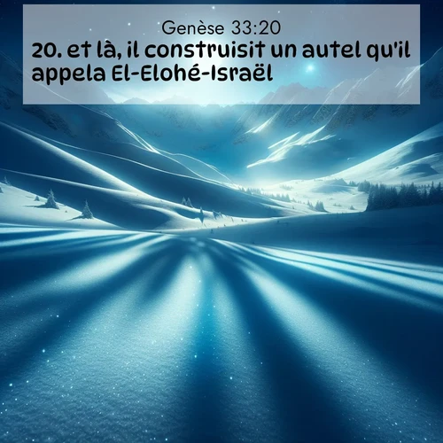 Segond21 Genèse  ; image nature: image avec le verset biblique :et là, il construisit un autel qu&#039;il appela El-Elohé-Israël. ;  ; 33:20