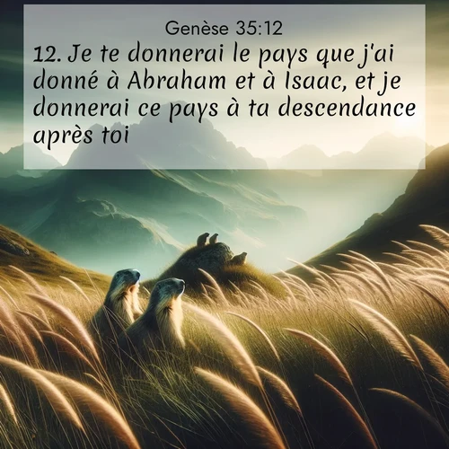 citation biblique : 12. Je te donnerai le pays que j&#039;ai donné à Abraham et à Isaac, et je donnerai ce pays à ta descendance après toi.»
 sur fond image nature