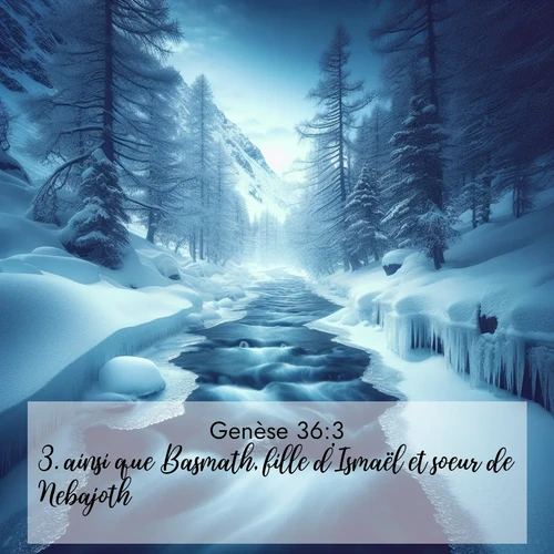 citation biblique : 3. ainsi que Basmath, fille d&#039;Ismaël et soeur de Nebajoth.
 sur fond image nature