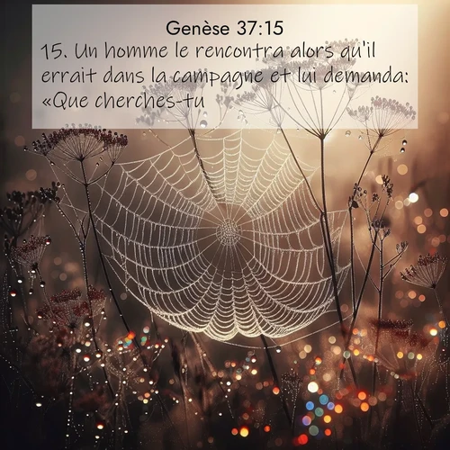 Segond21 Genèse  ; image nature: image avec le verset biblique :Un homme le rencontra alors qu&#039;il errait dans la campagne et lui demanda: «Que cherches-tu?» ;  ; 37:15
