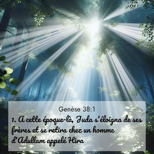 citation biblique : 1. A cette époque-là, Juda s&#039;éloigna de ses frères et se retira chez un homme d&#039;Adullam appelé Hira.
 sur fond image nature