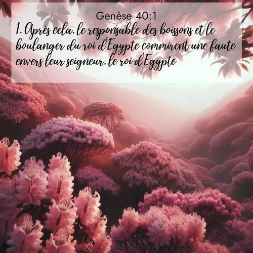 citation biblique : 1. Après cela, le responsable des boissons et le boulanger du roi d&#039;Egypte commirent une faute envers leur seigneur, le roi d&#039;Egypte.
 sur fond image nature