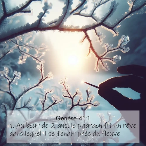 citation biblique : 1. Au bout de 2 ans, le pharaon fit un rêve dans lequel il se tenait près du fleuve.
 sur fond image nature