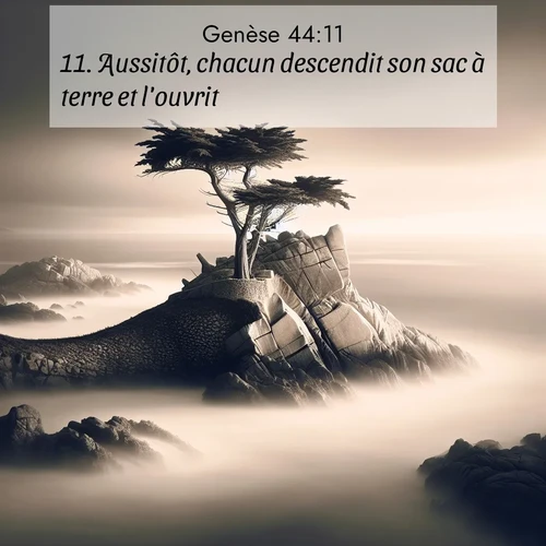 citation biblique : 11. Aussitôt, chacun descendit son sac à terre et l&#039;ouvrit.
 sur fond image nature