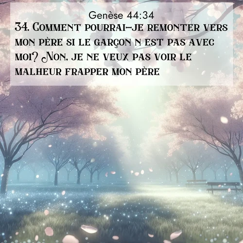 citation biblique : 34. Comment pourrai-je remonter vers mon père si le garçon n&#039;est pas avec moi? Non, je ne veux pas voir le malheur frapper mon père!»
 sur fond image nature
