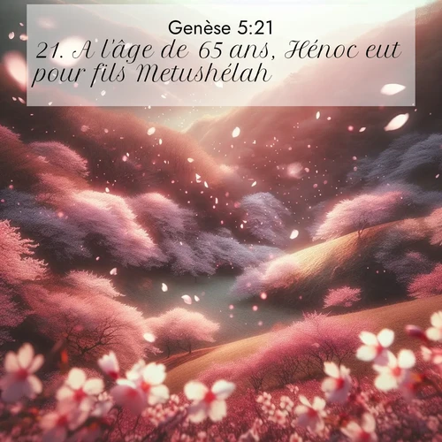 Segond21 Genèse  ; image nature: image avec le verset biblique :A l&#039;âge de 65 ans, Hénoc eut pour fils Metushélah. ;  ; 5:21