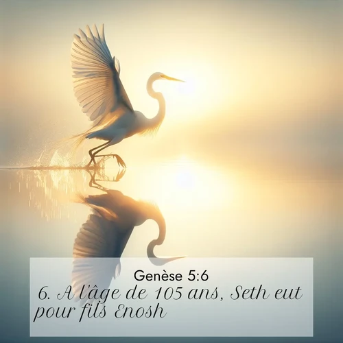 Segond21 Genèse  ; image nature: image avec le verset biblique :A l&#039;âge de 105 ans, Seth eut pour fils Enosh. ;  ; 5:6