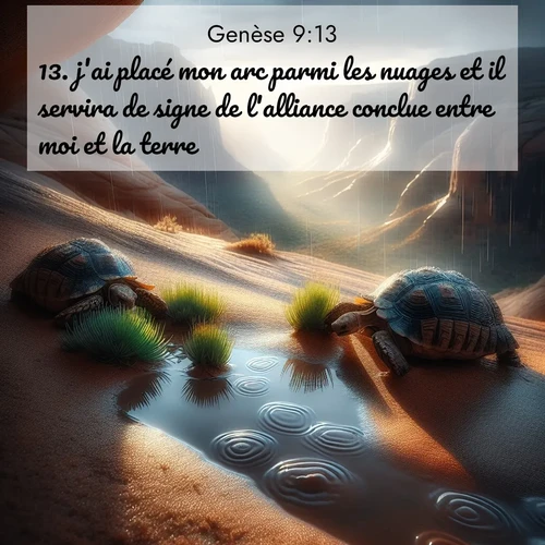 Segond21 Genèse  ; image nature: image avec le verset biblique :j&#039;ai placé mon arc parmi les nuages et il servira de signe de l&#039;alliance conclue entre moi et la terre. ;  ; 9:13