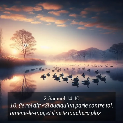 Segond21 2 Samuel  ; image nature: image avec le verset biblique :Le roi dit: «Si quelqu&#039;un parle contre toi, amène-le-moi, et il ne te touchera plus.» ;  ; 14:10