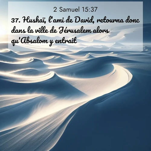 Segond21 2 Samuel  ; image nature: image avec le verset biblique :Hushaï, l&#039;ami de David, retourna donc dans la ville de Jérusalem alors qu&#039;Absalom y entrait. ;  ; 15:37