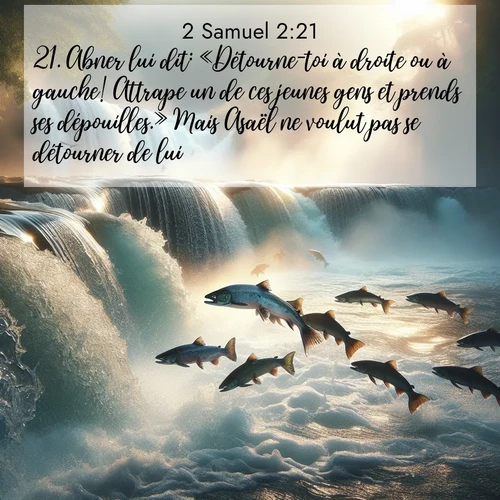 Segond21 2 Samuel  ; image nature: image avec le verset biblique :Abner lui dit: «Détourne-toi à droite ou à gauche! Attrape un de ces jeunes gens et prends ses dépouilles.» Mais Asaël ne voulut pas se détourner de lui. ;  ; 2:21
