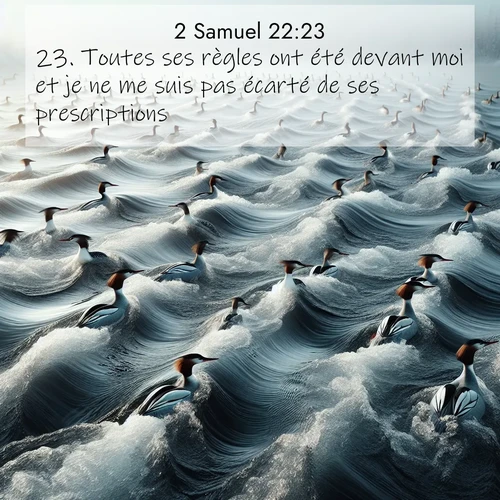 Segond21 2 Samuel  ; image nature: image avec le verset biblique :Toutes ses règles ont été devant moi et je ne me suis pas écarté de ses prescriptions. ;  ; 22:23