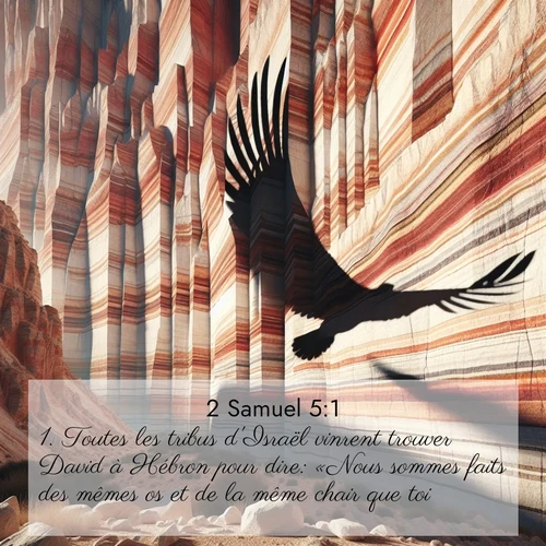 Segond21 2 Samuel  ; image nature: image avec le verset biblique :Toutes les tribus d&#039;Israël vinrent trouver David à Hébron pour dire: «Nous sommes faits des mêmes os et de la même chair que toi. ;  ; 5:1
