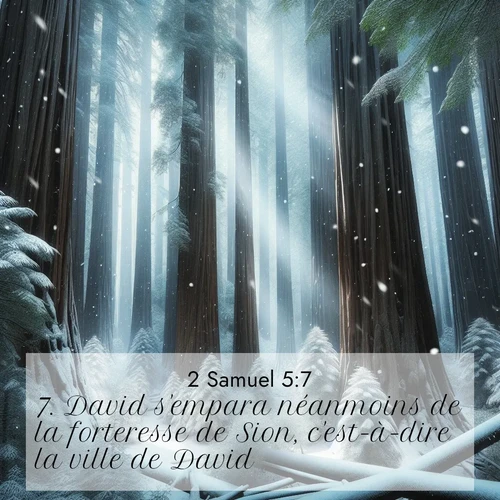 Segond21 2 Samuel  ; image nature: image avec le verset biblique :David s&#039;empara néanmoins de la forteresse de Sion, c&#039;est-à-dire la ville de David. ;  ; 5:7