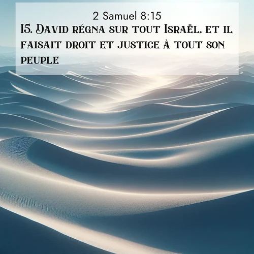 Segond21 2 Samuel  ; image nature: image avec le verset biblique :David régna sur tout Israël, et il faisait droit et justice à tout son peuple. ;  ; 8:15