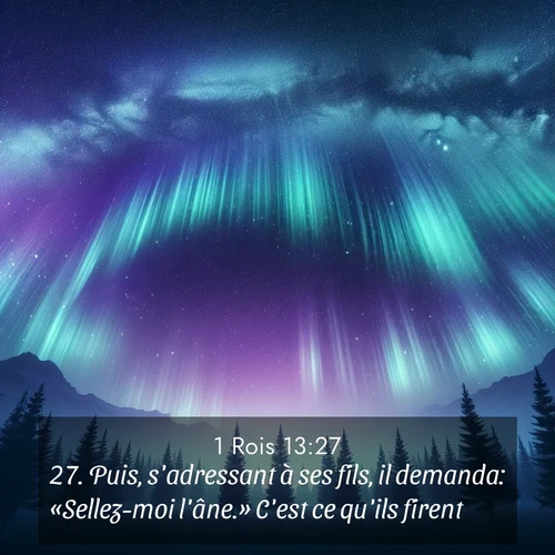 Segond21 1 Rois  ; image nature: image avec le verset biblique :Puis, s&#039;adressant à ses fils, il demanda: «Sellez-moi l&#039;âne.» C&#039;est ce qu&#039;ils firent, ;  ; 13:27
