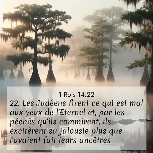 Segond21 1 Rois  ; image nature: image avec le verset biblique :Les Judéens firent ce qui est mal aux yeux de l&#039;Eternel et, par les péchés qu&#039;ils commirent, ils excitèrent sa jalousie plus que l&#039;avaient fait leurs ancêtres. ;  ; 14:22