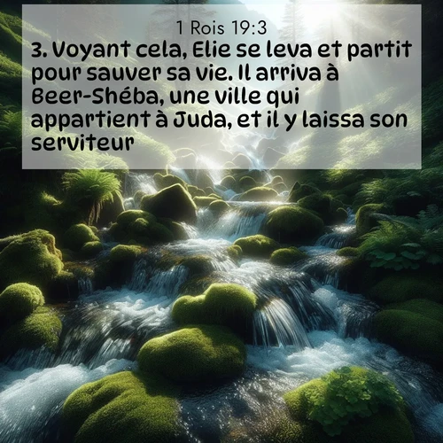 Segond21 1 Rois  ; image nature: image avec le verset biblique :Voyant cela, Elie se leva et partit pour sauver sa vie. Il arriva à Beer-Shéba, une ville qui appartient à Juda, et il y laissa son serviteur. ;  ; 19:3