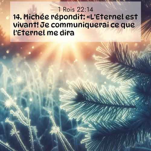 Segond21 1 Rois  ; image nature: image avec le verset biblique :Michée répondit: «L&#039;Eternel est vivant! Je communiquerai ce que l&#039;Eternel me dira.» ;  ; 22:14