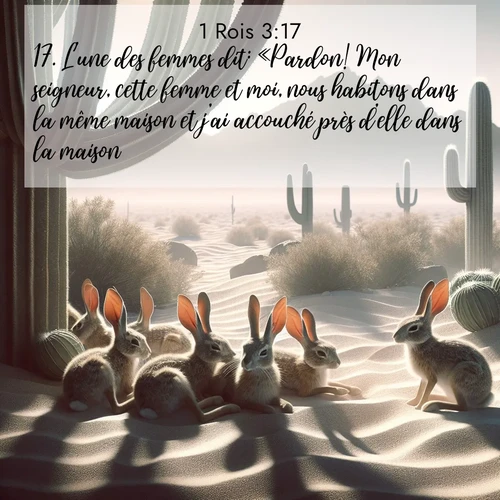 Segond21 1 Rois  ; image nature: image avec le verset biblique :L&#039;une des femmes dit: «Pardon! Mon seigneur, cette femme et moi, nous habitons dans la même maison et j&#039;ai accouché près d&#039;elle dans la maison. ;  ; 3:17