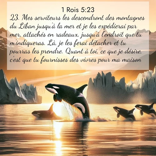 Segond21 1 Rois  ; image nature: image avec le verset biblique :Mes serviteurs les descendront des montagnes du Liban jusqu&#039;à la mer et je les expédierai par mer, attachés en radeaux, jusqu&#039;à l&#039;endroit que tu m&#039;indiqueras. Là, je les ferai détacher et tu pourras les prendre. Quant à toi, ce que je désire, c&#039;est que tu fournisses des vivres pour ma maison.» ;  ; 5:23