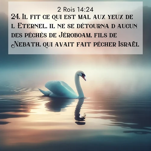 Segond21 2 Rois  ; image nature: image avec le verset biblique :Il fit ce qui est mal aux yeux de l&#039;Eternel, il ne se détourna d&#039;aucun des péchés de Jéroboam, fils de Nebath, qui avait fait pécher Israël. ;  ; 14:24