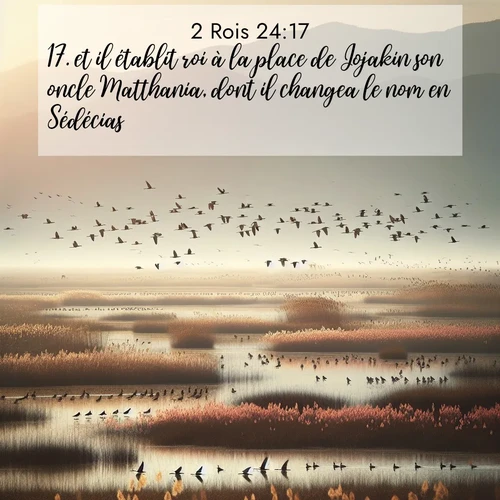 Segond21 2 Rois  ; image nature: image avec le verset biblique :et il établit roi à la place de Jojakin son oncle Matthania, dont il changea le nom en Sédécias. ;  ; 24:17
