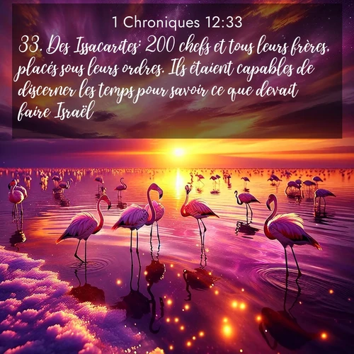 Segond21 1 Chroniques  ; image nature: image avec le verset biblique :Des Issacarites: 200 chefs et tous leurs frères, placés sous leurs ordres. Ils étaient capables de discerner les temps pour savoir ce que devait faire Israël. ;  ; 12:33