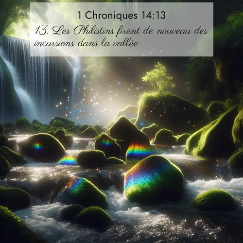 Segond21 1 Chroniques  ; image nature: image avec le verset biblique :Les Philistins firent de nouveau des incursions dans la vallée. ;  ; 14:13