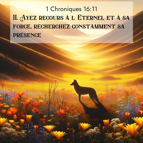 Segond21 1 Chroniques  ; image nature: image avec le verset biblique :Ayez recours à l&#039;Eternel et à sa force, recherchez constamment sa présence! ;  ; 16:11