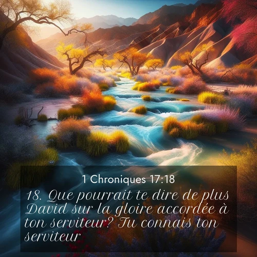 Segond21 1 Chroniques  ; image nature: image avec le verset biblique :Que pourrait te dire de plus David sur la gloire accordée à ton serviteur? Tu connais ton serviteur. ;  ; 17:18