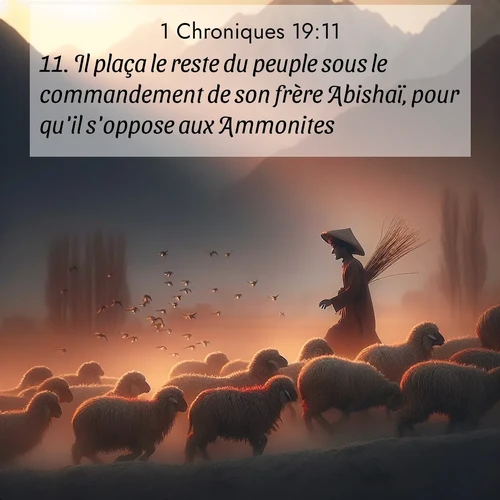 Segond21 1 Chroniques  ; image nature: image avec le verset biblique :Il plaça le reste du peuple sous le commandement de son frère Abishaï, pour qu&#039;il s&#039;oppose aux Ammonites. ;  ; 19:11