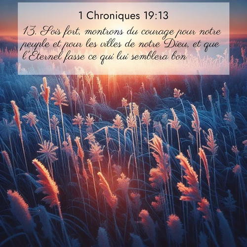 Segond21 1 Chroniques  ; image nature: image avec le verset biblique :Sois fort, montrons du courage pour notre peuple et pour les villes de notre Dieu, et que l&#039;Eternel fasse ce qui lui semblera bon!» ;  ; 19:13