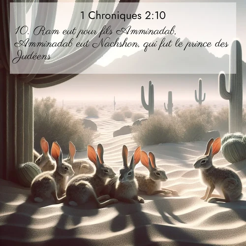 Segond21 1 Chroniques  ; image nature: image avec le verset biblique :Ram eut pour fils Amminadab, Amminadab eut Nachshon, qui fut le prince des Judéens. ;  ; 2:10