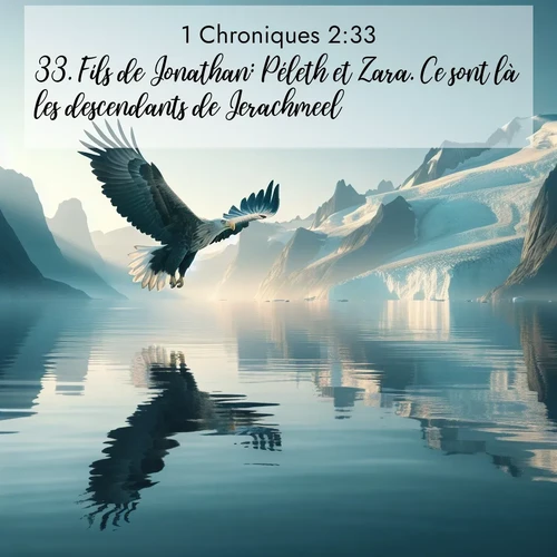 Segond21 1 Chroniques  ; image nature: image avec le verset biblique :Fils de Jonathan: Péleth et Zara. Ce sont là les descendants de Jerachmeel. ;  ; 2:33