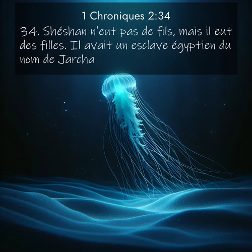 Segond21 1 Chroniques  ; image nature: image avec le verset biblique :Shéshan n&#039;eut pas de fils, mais il eut des filles. Il avait un esclave égyptien du nom de Jarcha, ;  ; 2:34