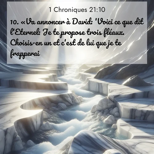 Segond21 1 Chroniques  ; image nature: image avec le verset biblique :«Va annoncer à David: &#039;Voici ce que dit l&#039;Eternel: Je te propose trois fléaux. Choisis-en un et c&#039;est de lui que je te frapperai.&#039;» ;  ; 21:10