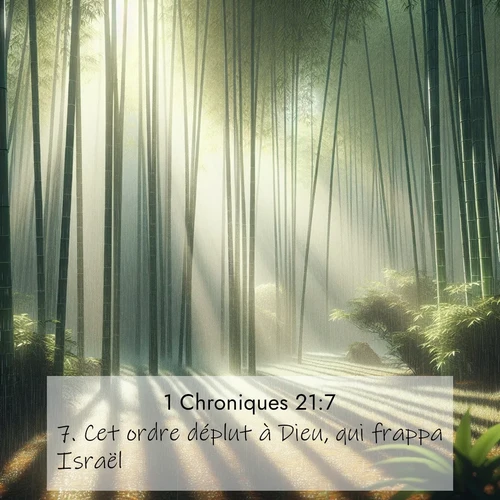Segond21 1 Chroniques  ; image nature: image avec le verset biblique :Cet ordre déplut à Dieu, qui frappa Israël. ;  ; 21:7