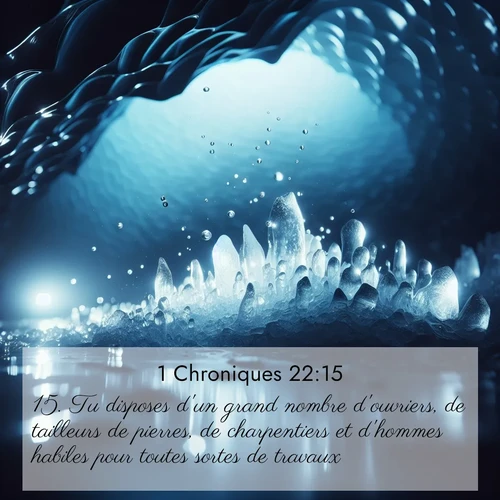 Segond21 1 Chroniques  ; image nature: image avec le verset biblique :Tu disposes d&#039;un grand nombre d&#039;ouvriers, de tailleurs de pierres, de charpentiers et d&#039;hommes habiles pour toutes sortes de travaux. ;  ; 22:15