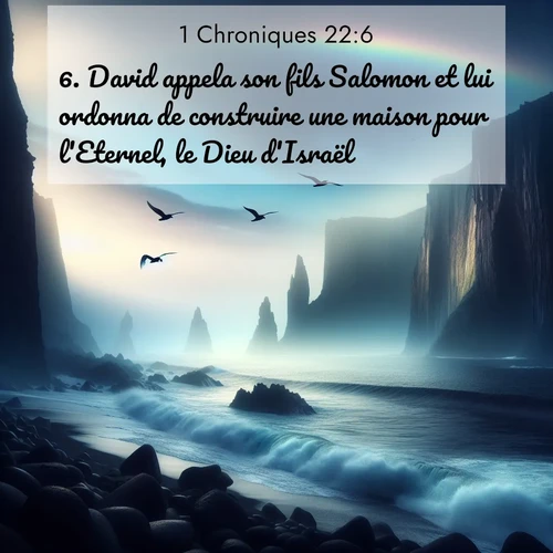 Segond21 1 Chroniques  ; image nature: image avec le verset biblique :David appela son fils Salomon et lui ordonna de construire une maison pour l&#039;Eternel, le Dieu d&#039;Israël. ;  ; 22:6