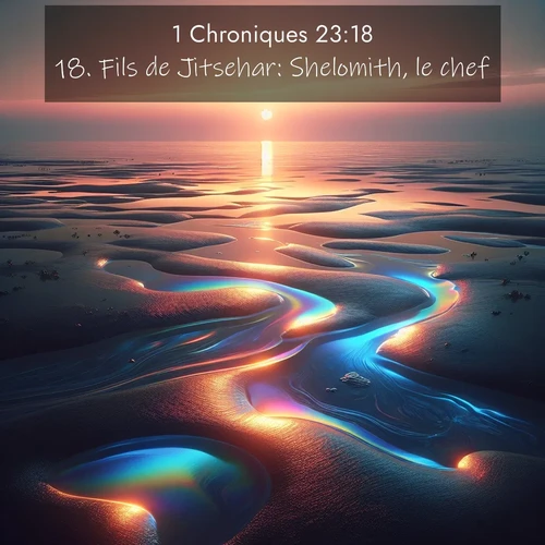 Segond21 1 Chroniques  ; image nature: image avec le verset biblique :Fils de Jitsehar: Shelomith, le chef. ;  ; 23:18