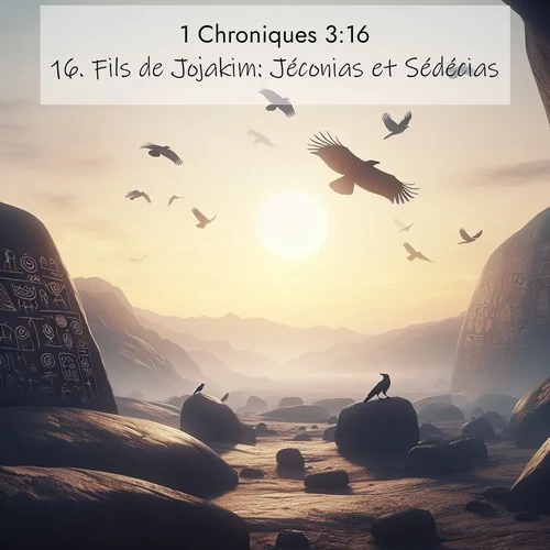 Segond21 1 Chroniques  ; image nature: image avec le verset biblique :Fils de Jojakim: Jéconias et Sédécias. ;  ; 3:16
