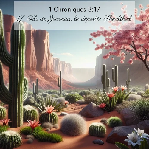 Segond21 1 Chroniques  ; image nature: image avec le verset biblique :Fils de Jéconias, le déporté: Shealthiel, ;  ; 3:17