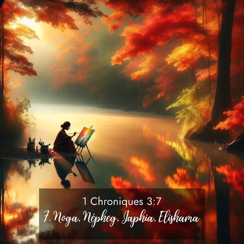 Segond21 1 Chroniques  ; image nature: image avec le verset biblique :Noga, Népheg, Japhia, Elishama, ;  ; 3:7