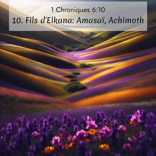 Segond21 1 Chroniques  ; image nature: image avec le verset biblique :Fils d&#039;Elkana: Amasaï, Achimoth ;  ; 6:10