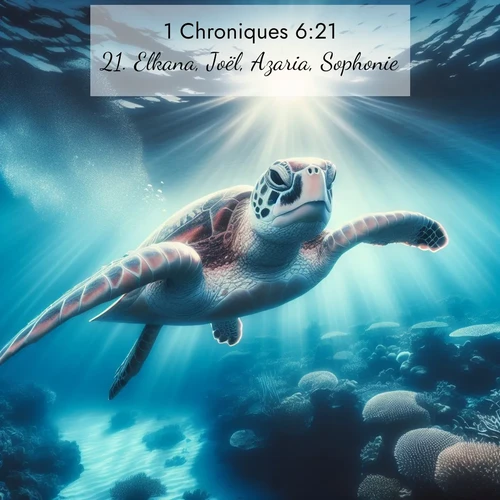 Segond21 1 Chroniques  ; image nature: image avec le verset biblique :Elkana, Joël, Azaria, Sophonie, ;  ; 6:21